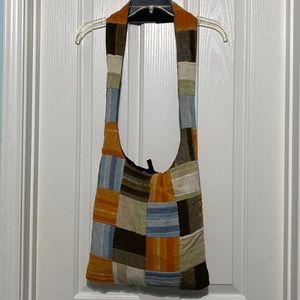 Madras multi color fabric bag One Size